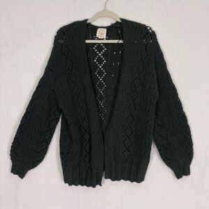 Billabong Women's Black Open Knit Open Front Cardigan Sweater Size Small